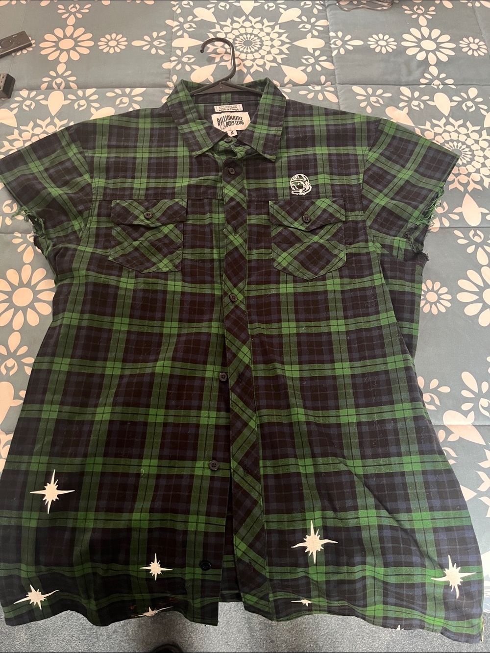 Billionaire Boys Club Green and Black Plaid Short-Sleeve Shirt
